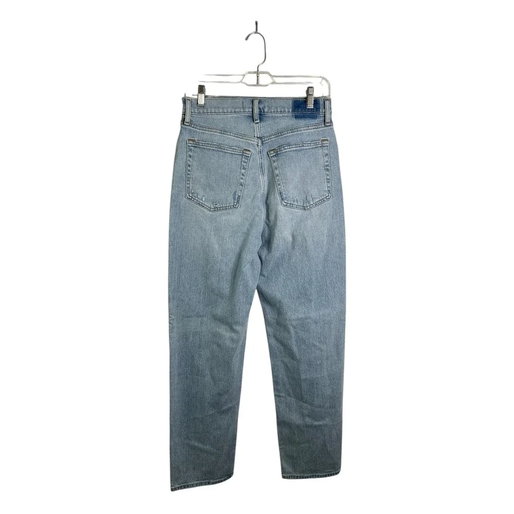 Abercrombie Fitch Womens The Dad High Rise Cross Over Light Wash Jeans Size 6S - Picture 3 of 10
